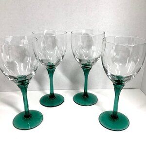 Libbey Glass Company Domaine Green (Juniper) Water, Wine Goblets Set of 4